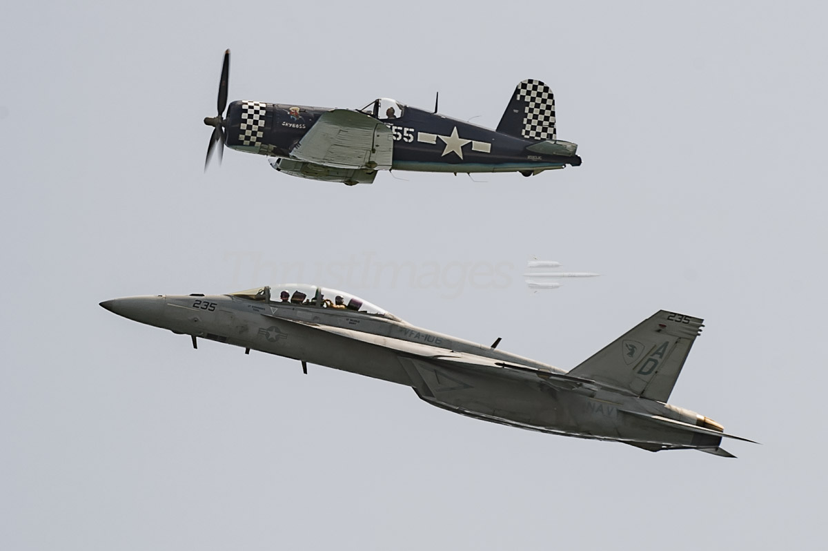 F/A-18 Super Hornet and FG-1D Corsair